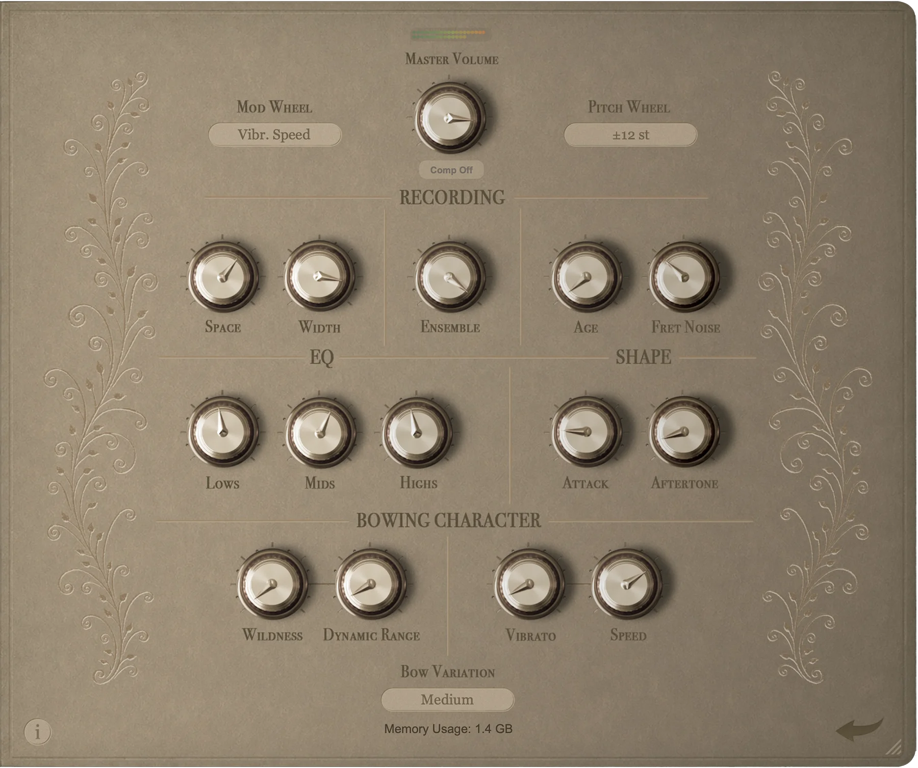 FAUN Violin Bass VST advanced controls page
